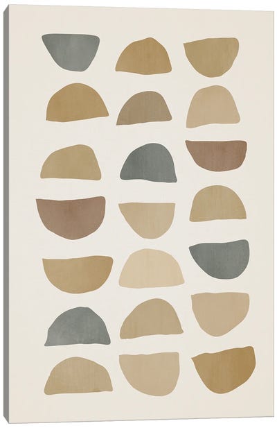 Neutral Minimalist Semicircles II Canvas Art Print - Japandi