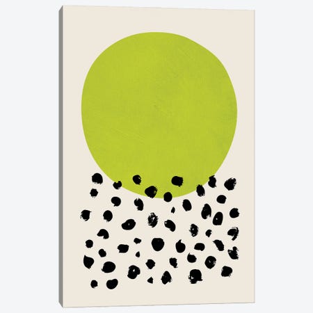 Chartreuse Green Black Dots Canvas Print #ELB41} by EmcDesignLab Art Print