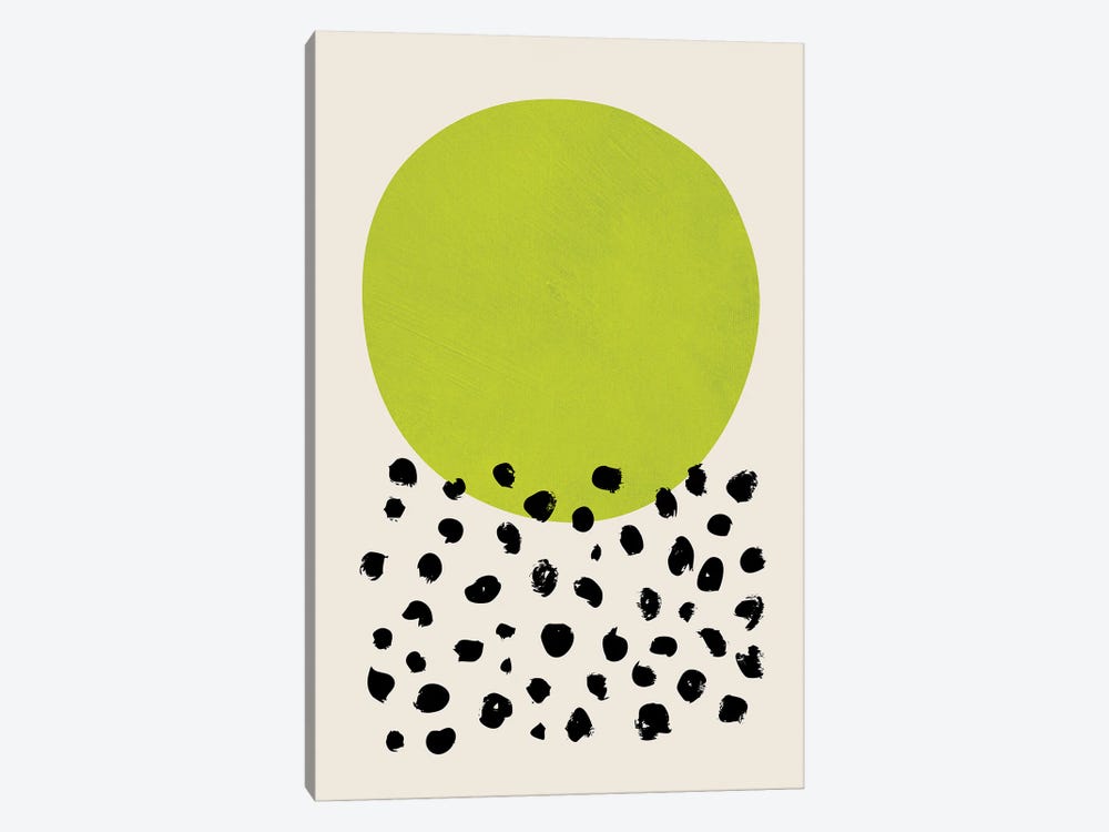 Chartreuse Green Black Dots by EmcDesignLab 1-piece Canvas Art Print