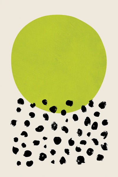 Minimalist Abstract: Chartreuse Green Black Dots by EmcDesignLab