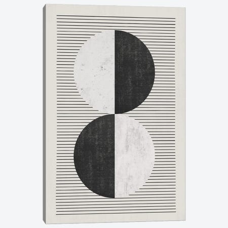 Black & White Circles Black Lines Canvas Print #ELB42} by EmcDesignLab Art Print