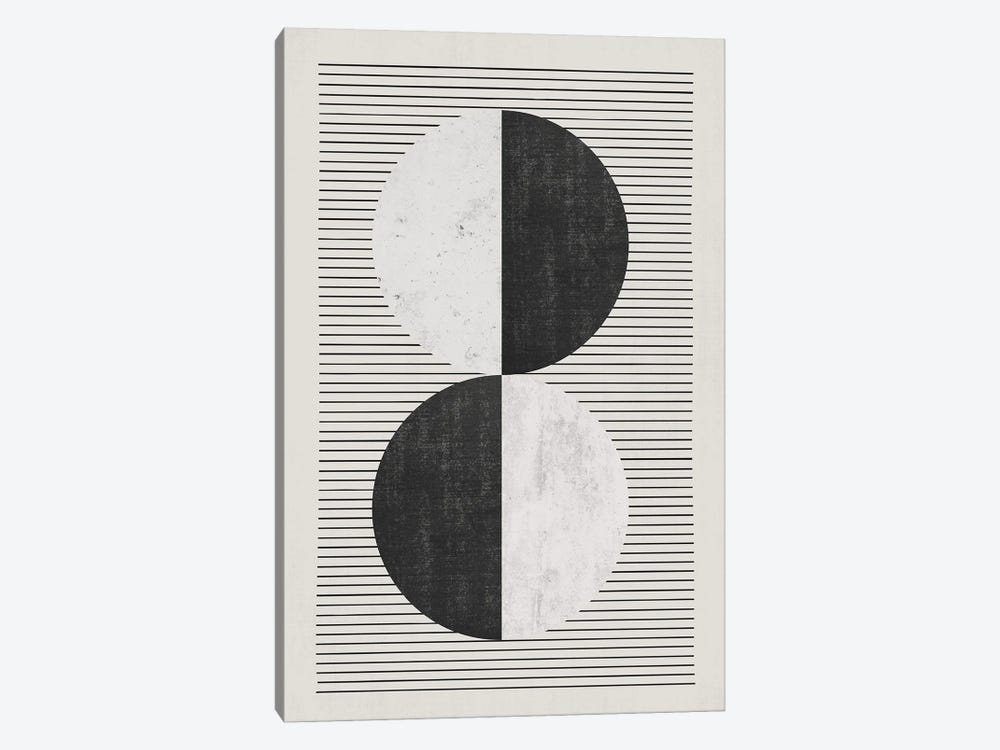 Black & White Circles Black Lines by EmcDesignLab 1-piece Canvas Artwork
