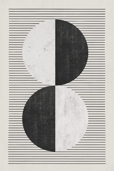 Large Modern Art - Canvas Prints: Black & White Circles Black Lines by EmcDesignLab