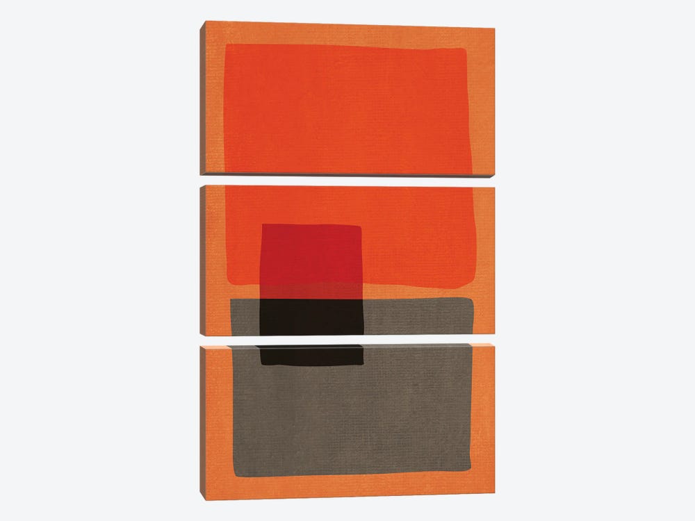 Orange Dark Beige Color Block I by EmcDesignLab 3-piece Canvas Art