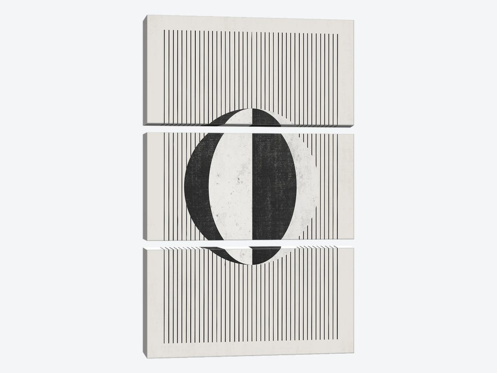 B&W Circle Vertical Lines by EmcDesignLab 3-piece Canvas Art Print