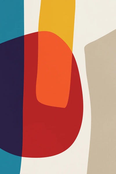 EmcDesignLab: Abstract Red Yellow Blue Beige I by EmcDesignLab