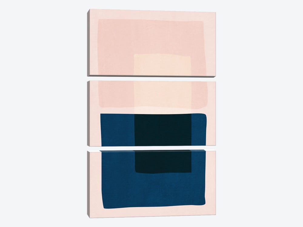 Pink Navy Color Block I by EmcDesignLab 3-piece Canvas Wall Art