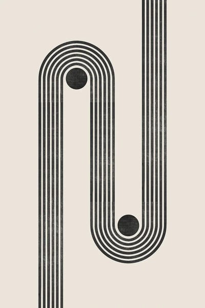EmcDesignLab: Beige Black Retro Lines I by EmcDesignLab