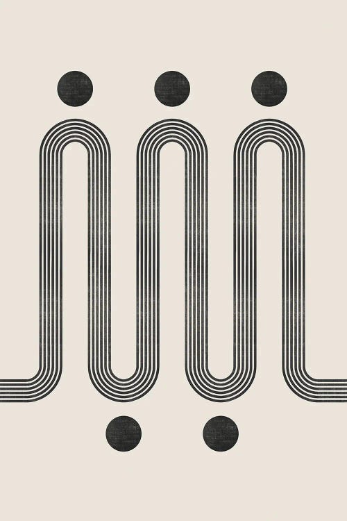 Beige Black Retro Lines III
