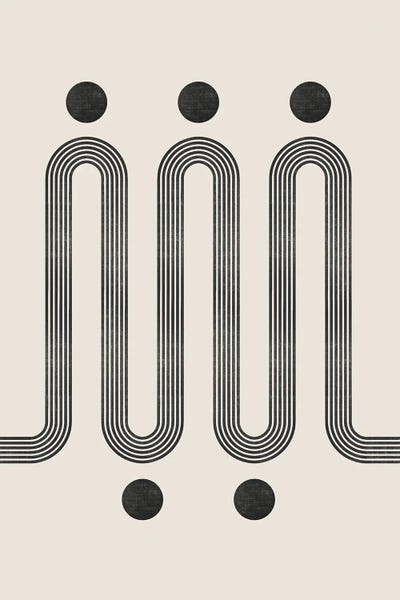 Japandi: Beige Black Retro Lines III by EmcDesignLab