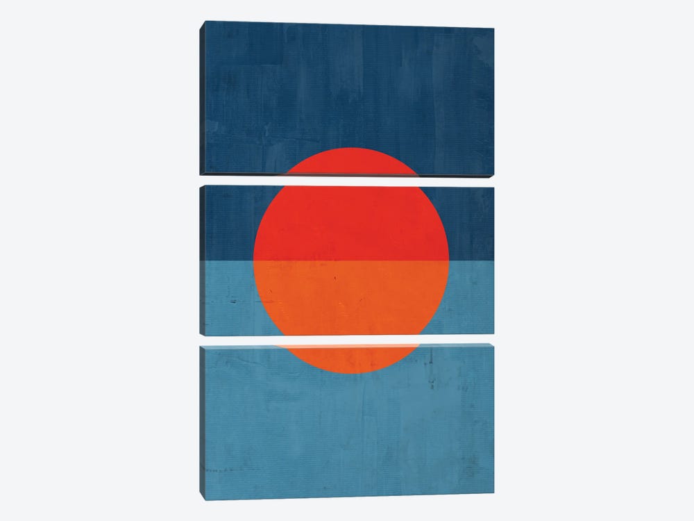Orange Red Blue Sun by EmcDesignLab 3-piece Canvas Art