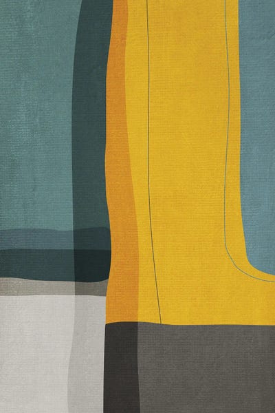 EmcDesignLab: Mustard Teal Gray Mcm Abstract I by EmcDesignLab