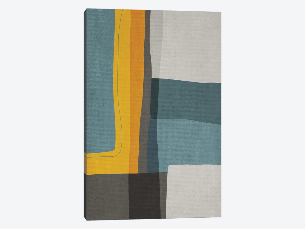 Mustard Teal Gray Mcm Abstract II by EmcDesignLab 1-piece Canvas Artwork