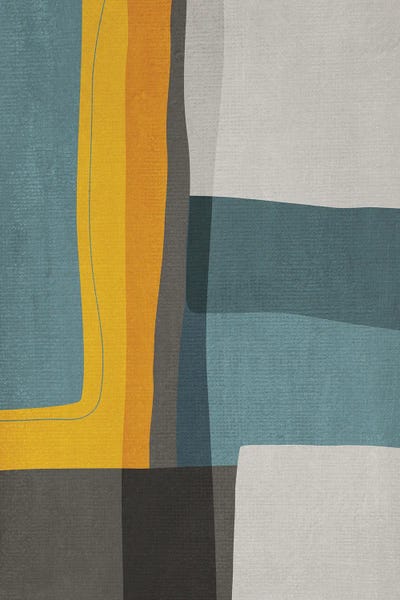 EmcDesignLab: Mustard Teal Gray Mcm Abstract II by EmcDesignLab