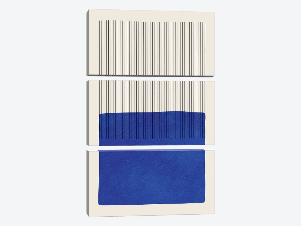 Blue Matisse Vertical Lines by EmcDesignLab 3-piece Art Print