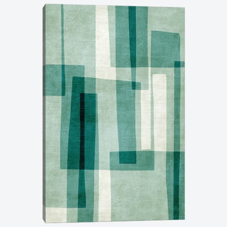 Shades Of Green Mid-Century Abstract Canvas Print #ELB63} by EmcDesignLab Art Print