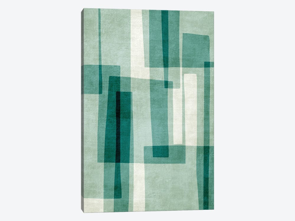 Shades Of Green Mid-Century Abstract by EmcDesignLab 1-piece Art Print