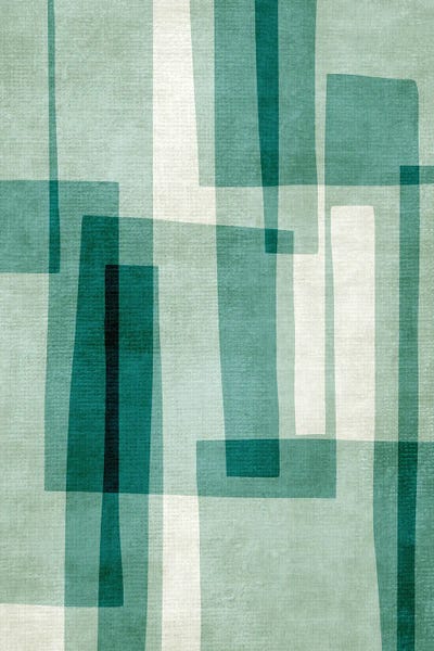 Teal Abstract Art: Shades Of Green Mid-Century Abstract by EmcDesignLab