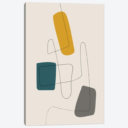 Minimalist Line Mustard Teal Gray Canvas Print #ELB64} by EmcDesignLab Canvas Artwork