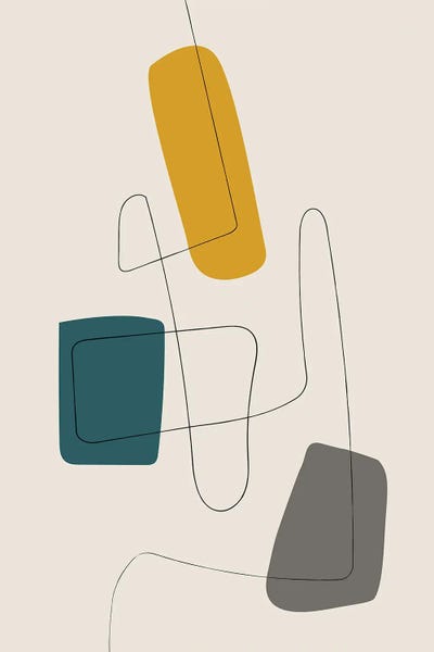 EmcDesignLab: Minimalist Line Mustard Teal Gray by EmcDesignLab