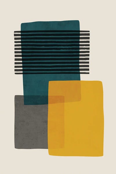 Office: Mcm Mustard Teal Gray I by EmcDesignLab