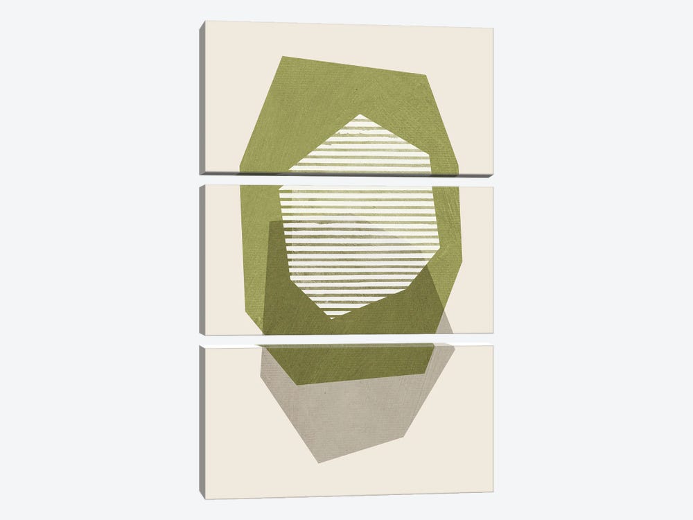Green White Beige I by EmcDesignLab 3-piece Canvas Wall Art