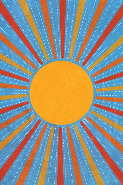 Sunburst Retro Yellow Sun by EmcDesignLab multi panel art