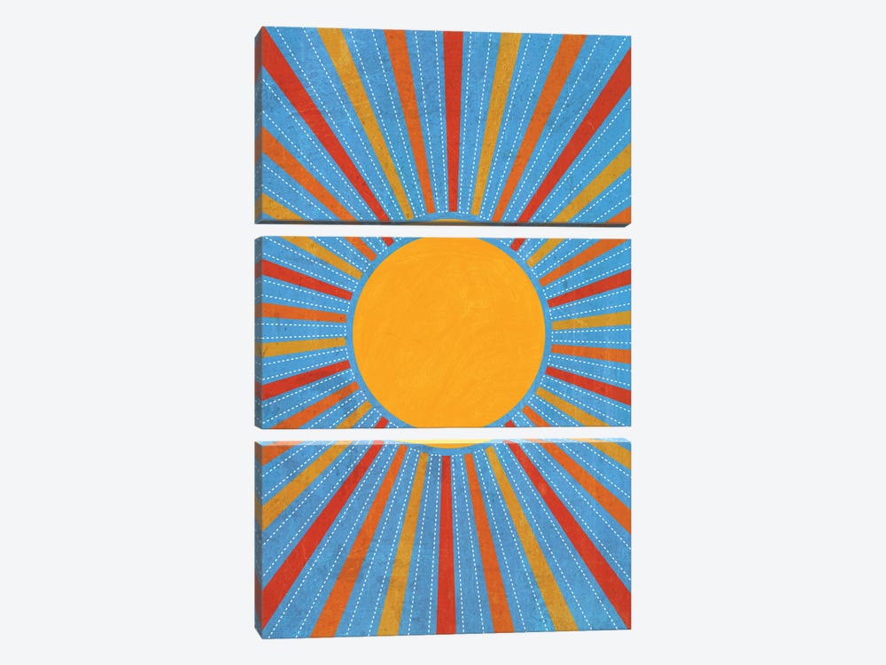 Sunburst Retro Yellow Sun by EmcDesignLab 3-piece Art Print