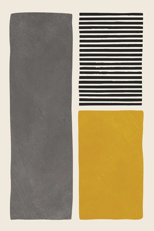 Mustard Gray Black Lines I