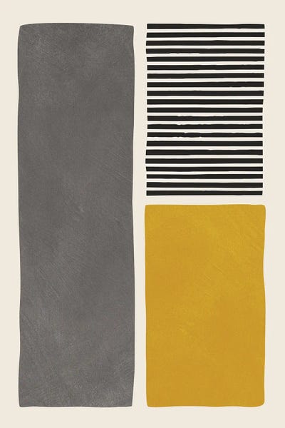 Large Modern Art - Canvas Prints: Mustard Gray Black Lines I by EmcDesignLab