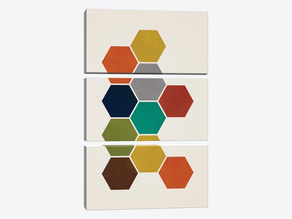Modern Honeycombs by EmcDesignLab 3-piece Canvas Print
