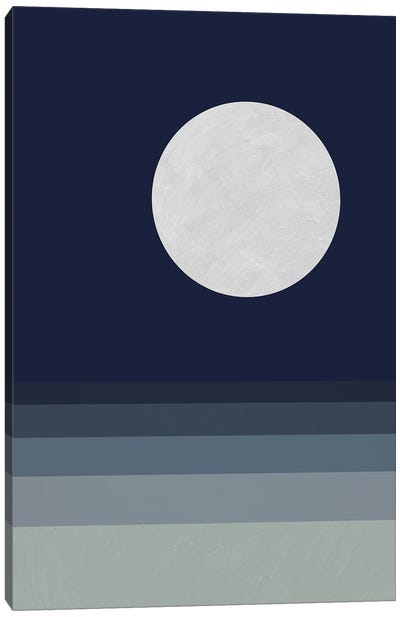 Full Moon Over Sea Canvas Art Print - EmcDesignLab