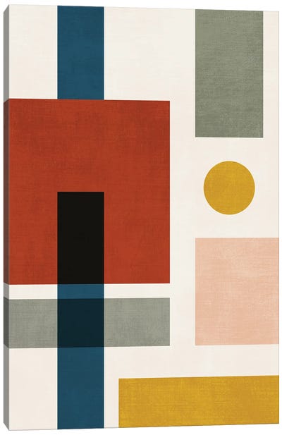 Bauhaus Abstract Geo II Canvas Art Print - Minimalist Dining Room