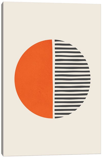 Minimalist Bright Orange Black Lines Canvas Art Print - EmcDesignLab