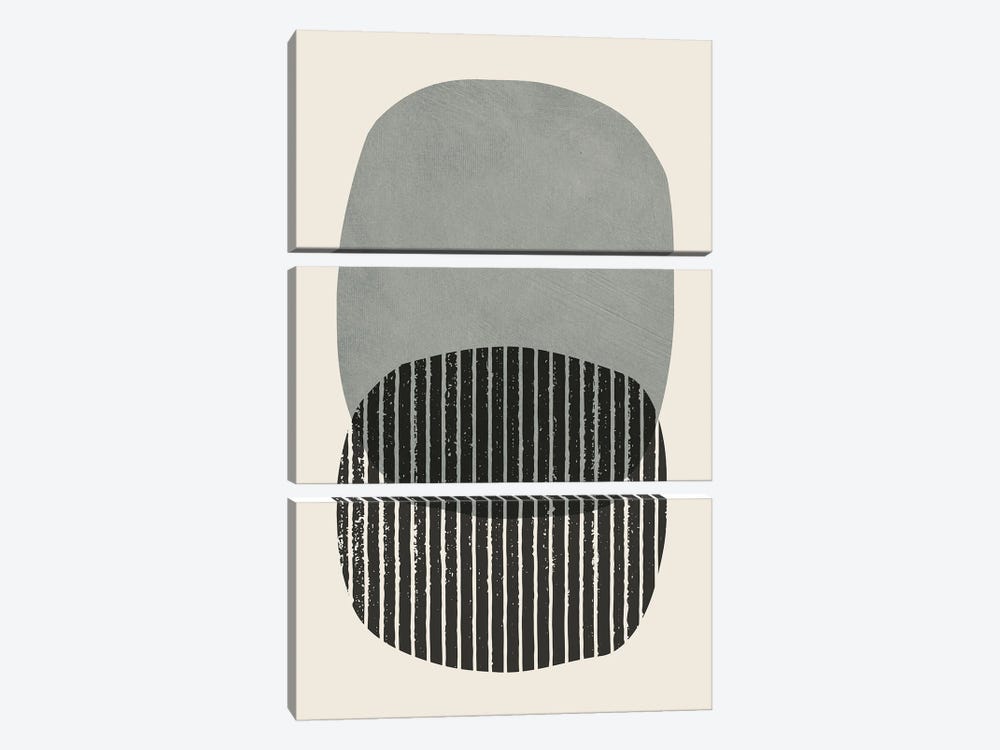 Bold Gray Black Circles by EmcDesignLab 3-piece Canvas Print