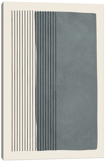 Gray Color Block Vertical Lines Canvas Art Print - EmcDesignLab