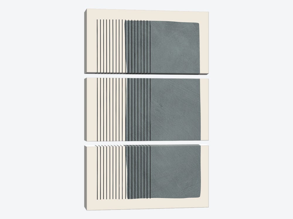 Gray Color Block Vertical Lines by EmcDesignLab 3-piece Canvas Art Print