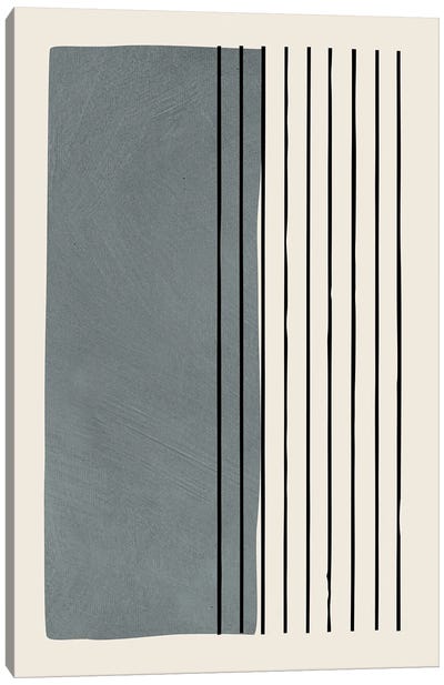 Minimalist Gray Block Black Line Canvas Art Print - EmcDesignLab