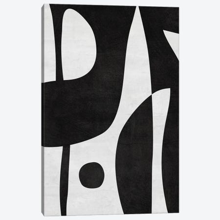 Black & White Abstract Shapes & Dot Canvas Print #ELB78} by EmcDesignLab Canvas Artwork
