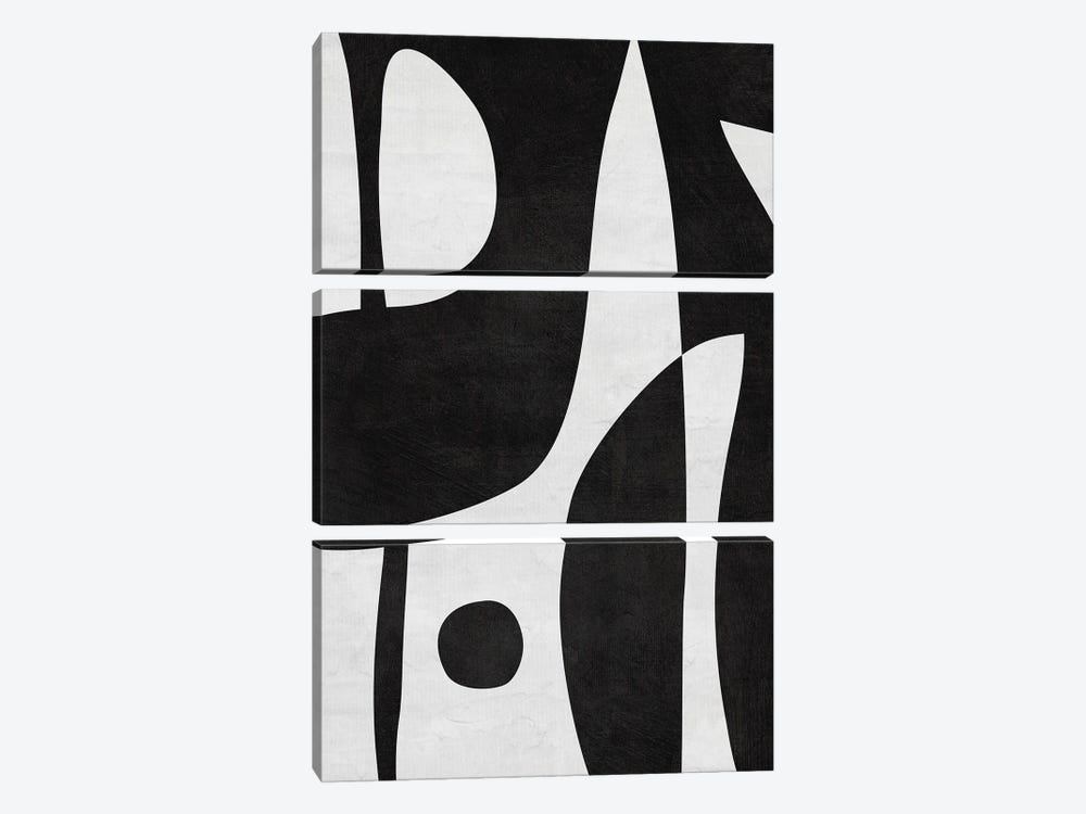 Black & White Abstract Shapes & Dot by EmcDesignLab 3-piece Canvas Print