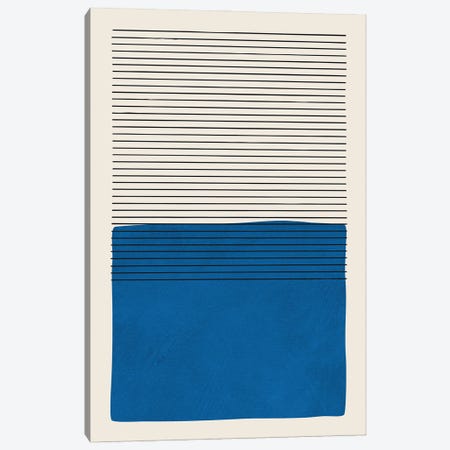Deep Blue Horizontal Lines Canvas Print #ELB80} by EmcDesignLab Canvas Print