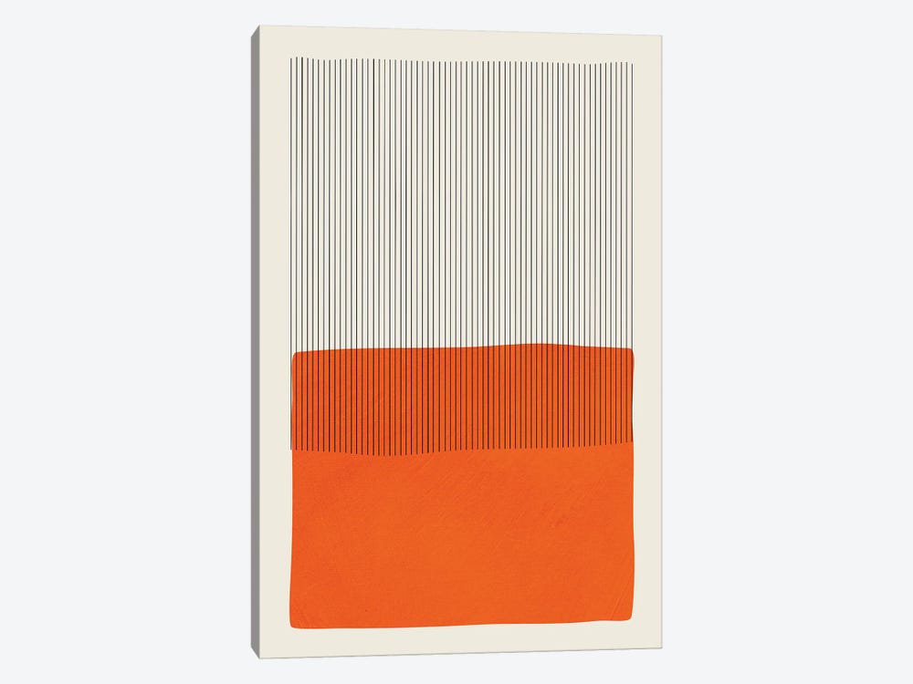 Bright Pop Orange Black Lines by EmcDesignLab 1-piece Canvas Print