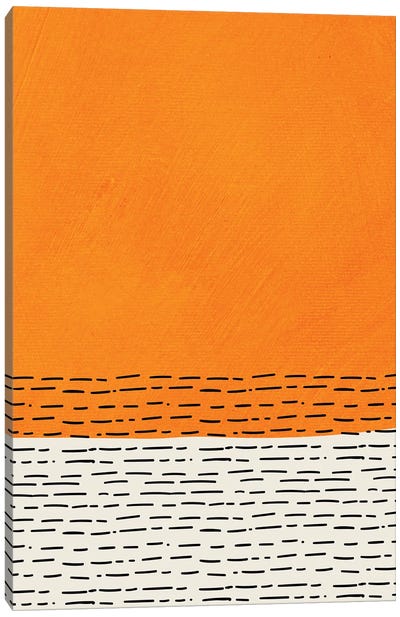 Orange And Hotizontal Dashed Lines Canvas Art Print - EmcDesignLab