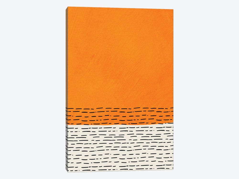 Orange And Hotizontal Dashed Lines by EmcDesignLab 1-piece Art Print