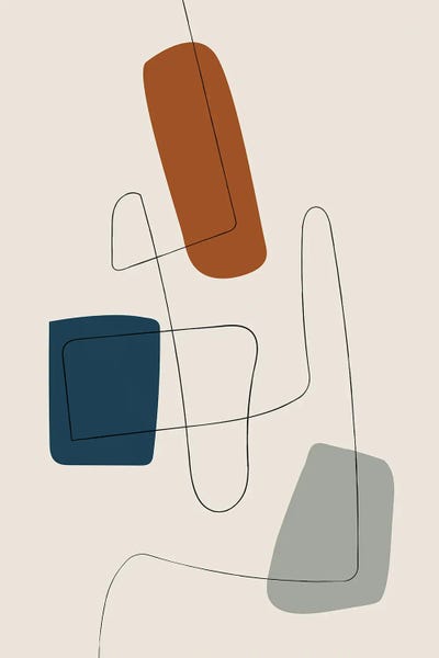 Organic Modern: Navy Gray Burnt Orange Minimalist Line by EmcDesignLab