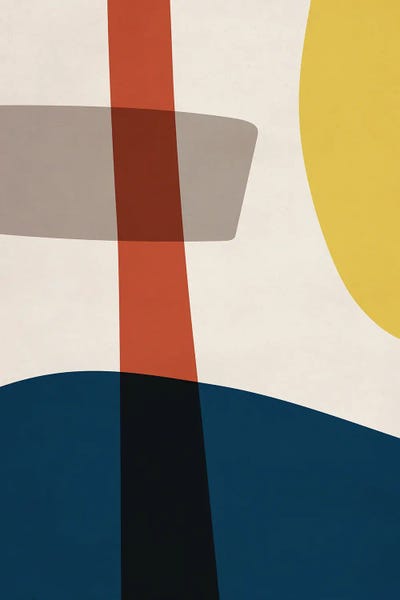 EmcDesignLab: Navy Red Yellow Beige Abstract by EmcDesignLab