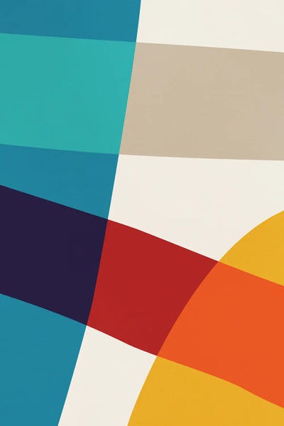 Abstract Graphic Design & Digital: Abstract Red Yellow Blue Beige IV by EmcDesignLab