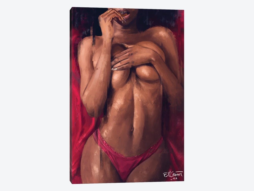 Red Sheets by El'Cesart 1-piece Canvas Print