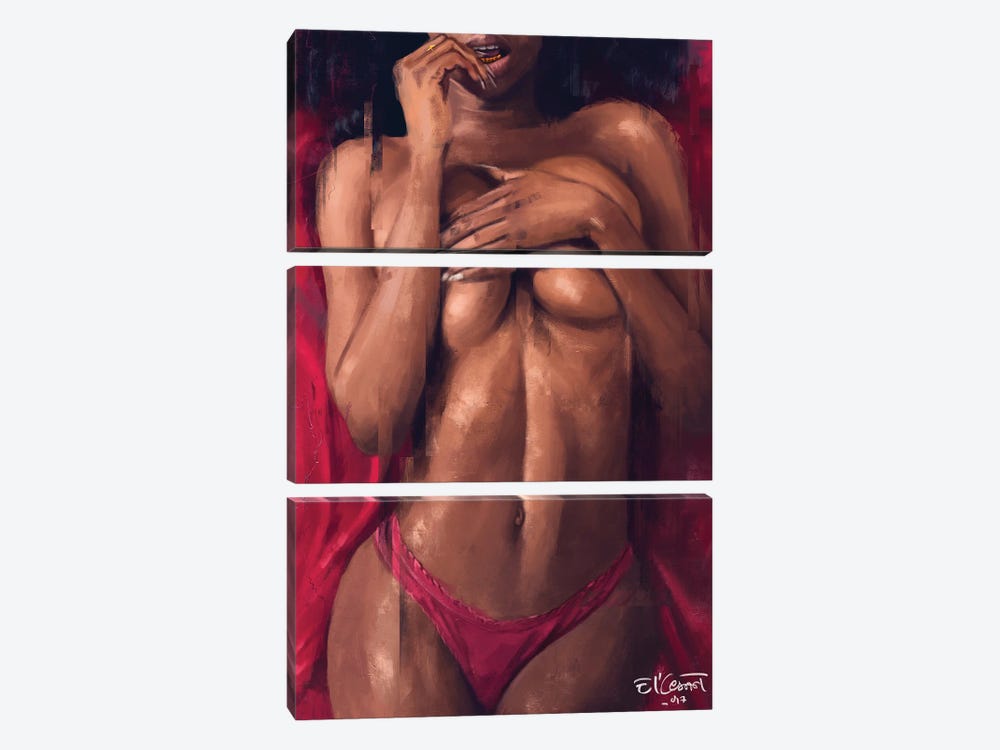 Red Sheets by El'Cesart 3-piece Canvas Print