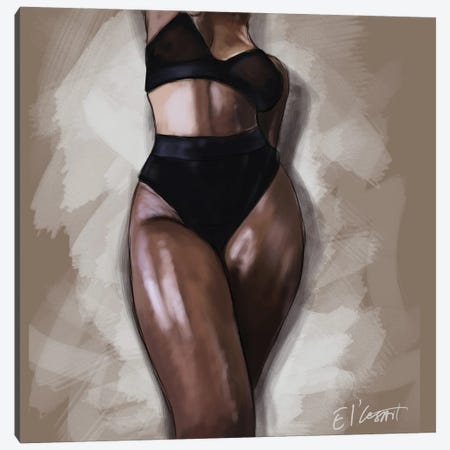 Black Woman Canvas Print #ELC7} by El'Cesart Art Print